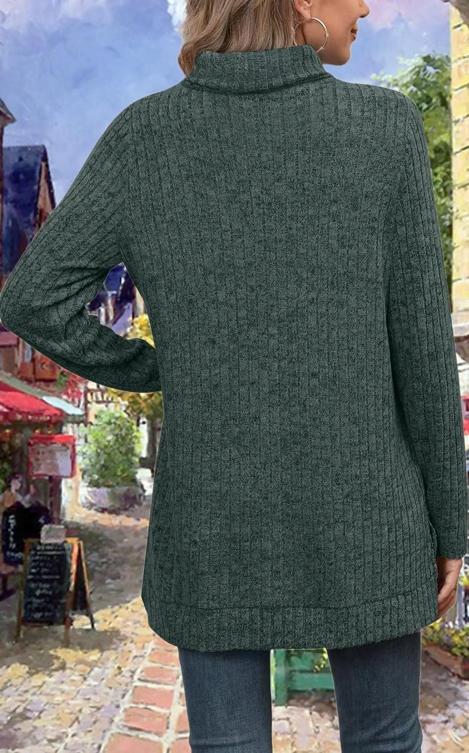 Womens Turtleneck Long Sleeve Sweater Lightweight Soft Pullover Tops Casual Tunic Shirts