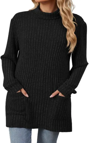 Womens Turtleneck Long Sleeve Sweater Lightweight Soft Pullover Tops Casual Tunic Shirts