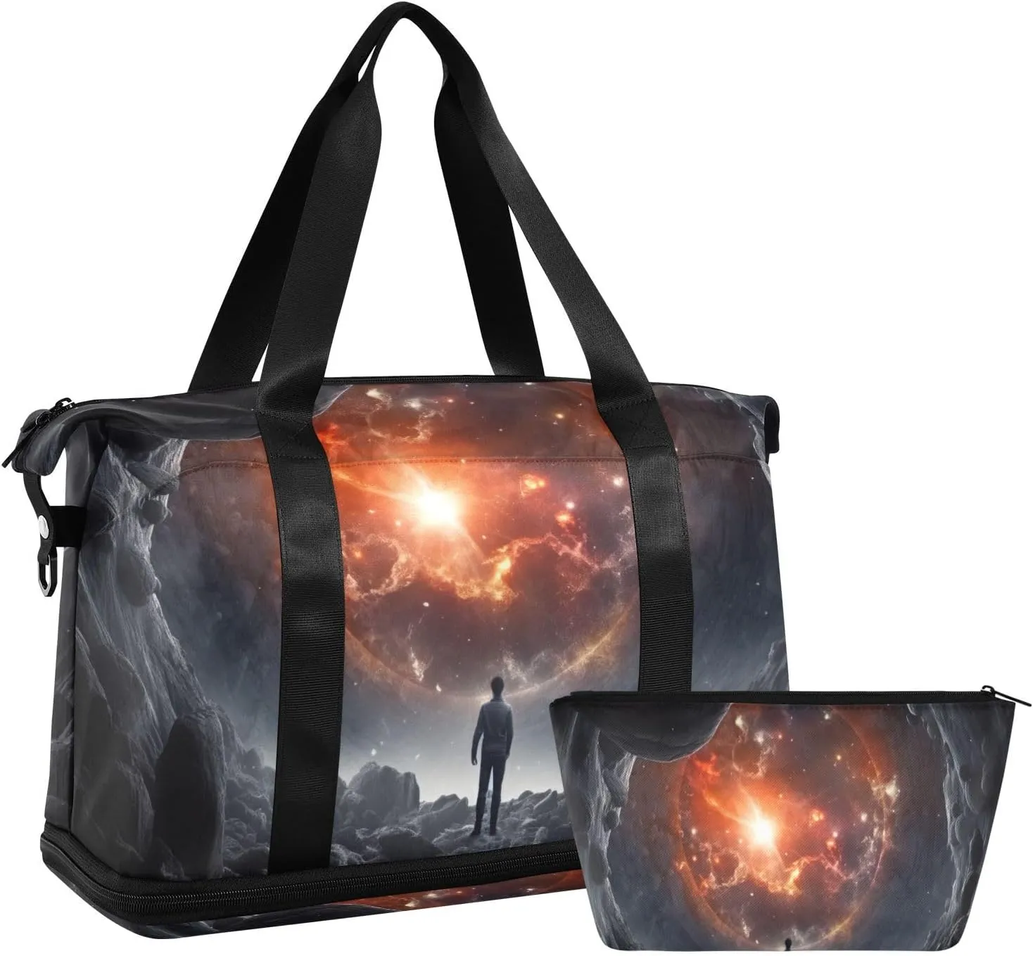 xigua Gym Bag Astronaut Travel Duffel Bag - Sports Gym Bag with Dry Wet Pocket Cosmetic bag & Shoes Compartment for Women and Men