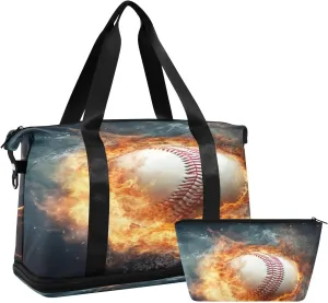 xigua Gym Bag Baseball Travel Duffel Bag - Sports Gym Bag with Dry Wet Pocket Cosmetic bag & Shoes Compartment for Women and Men