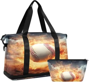 xigua Gym Bag Baseball Travel Duffel Bag - Sports Gym Bag with Dry Wet Pocket Cosmetic bag & Shoes Compartment for Women and Men
