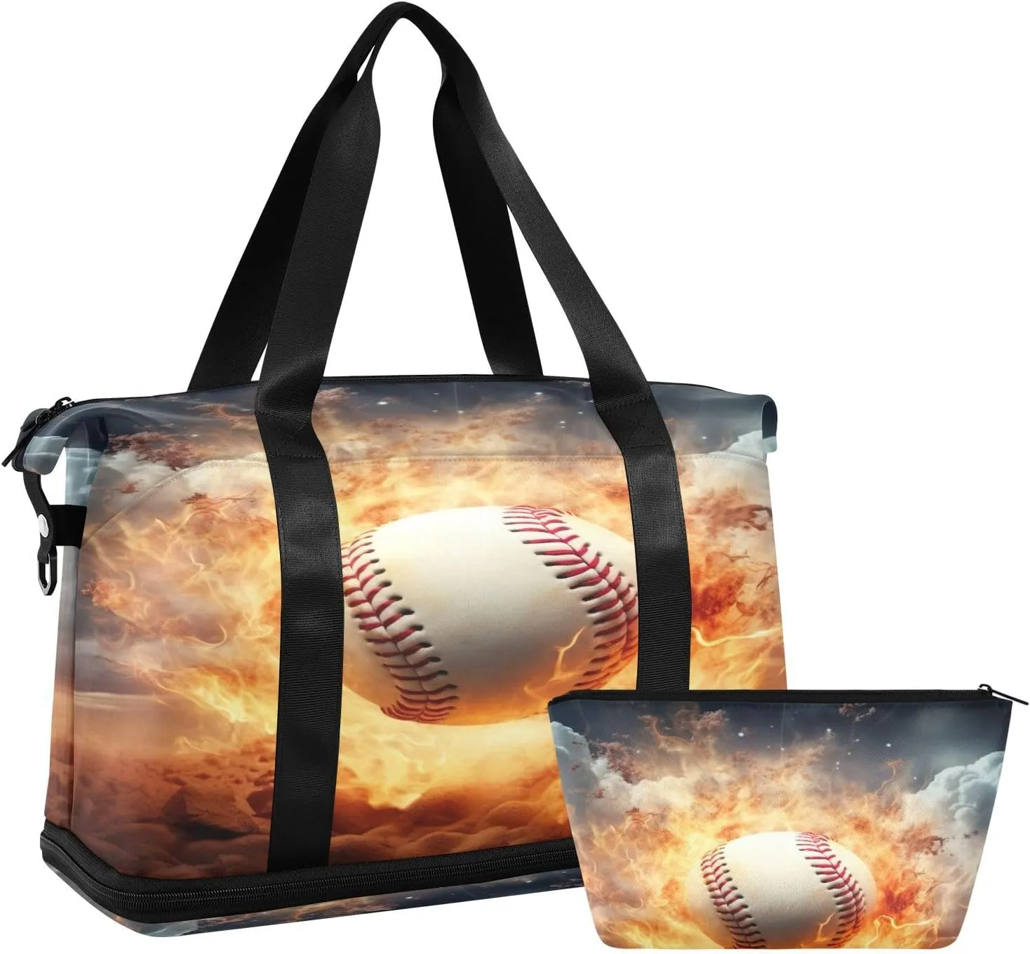 xigua Gym Bag Baseball Travel Duffel Bag - Sports Gym Bag with Dry Wet Pocket Cosmetic bag & Shoes Compartment for Women and Men