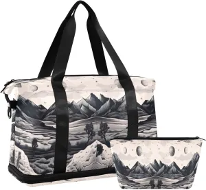 xigua Gym Bag Desert Black Travel Duffel Bag - Sports Gym Bag with Dry Wet Pocket Cosmetic bag & Shoes Compartment for Women and Men