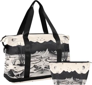 xigua Gym Bag Desert Landscape Travel Duffel Bag - Sports Gym Bag with Dry Wet Pocket Cosmetic bag & Shoes Compartment for Women and Men