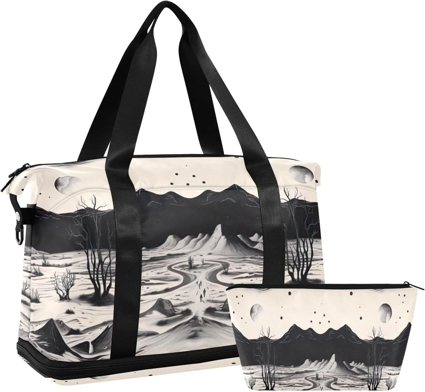 xigua Gym Bag Desert Landscape Travel Duffel Bag - Sports Gym Bag with Dry Wet Pocket Cosmetic bag & Shoes Compartment for Women and Men