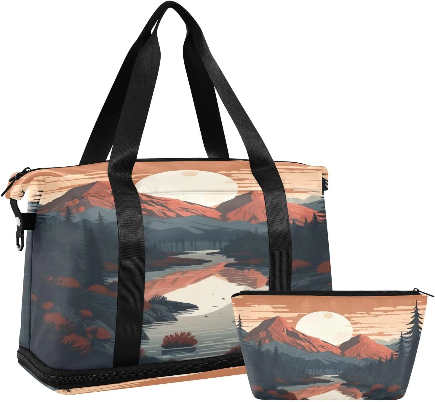 xigua Gym Bag Landscape Travel Duffel Bag - Sports Gym Bag with Dry Wet Pocket Cosmetic bag & Shoes Compartment for Women and Men