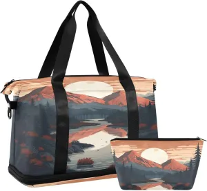xigua Gym Bag Landscape Travel Duffel Bag - Sports Gym Bag with Dry Wet Pocket Cosmetic bag & Shoes Compartment for Women and Men