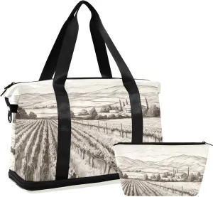 xigua Gym Bag Vineyard Landscape Travel Duffel Bag - Sports Gym Bag with Dry Wet Pocket Cosmetic bag & Shoes Compartment for Women and Men