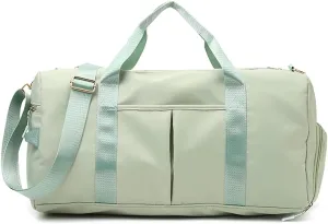 ZUEVI Sports Gym Duffel Bag for Women Waterproof Weekender Travel Bag with Shoes Compartment Dry and Wet Separation for Training Swim Yoga(Green)